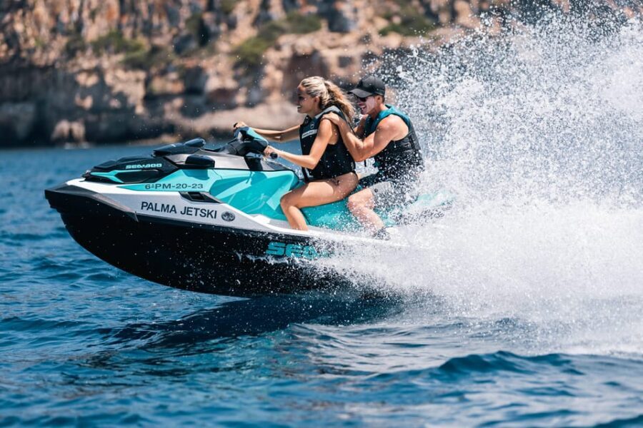 Calanova: Doble Jet Ski excursion with guide - Port Calanova Launch Point: Cala Mayor and Marivent Views