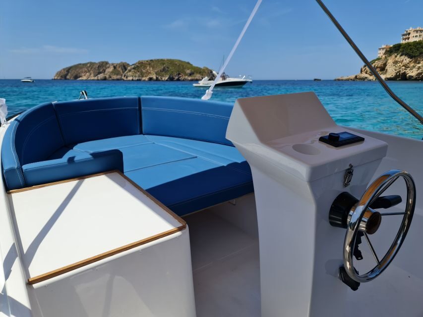 Santa Ponsa: Private Boat Rental with No Licence Necessary - The Boat Setup: Detachable Sundeck, Bimini Shade, and Bluetooth Tunes